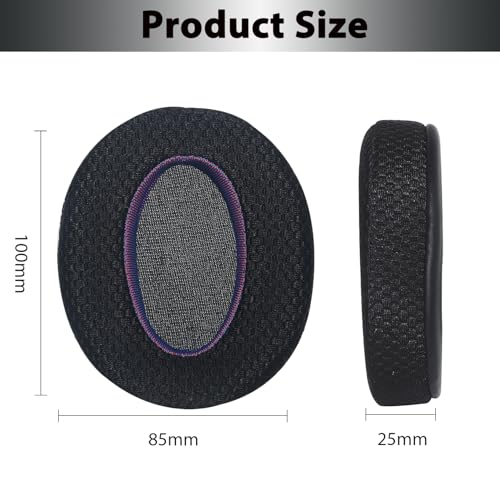 Adhiper Mesh Ear Pads for Sony WH-CH720N WH-CH710N, Black & Purple Edition | Upgraded Mesh Fabric Headphone Earpads for Sony WH-XB900N WH-CH700N, Comfort Foam Material Added Thickness - color: Black+Purple-Upgraded Fabric