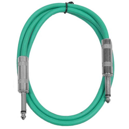 Seismic Audio SASTSX-3Green-6PK 3-Feet TS 1/4-Inch Guitar, Instrument, or Patch Cable, Green - color: Green, size: 3 Foot