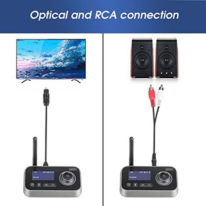 August MR280 Bluetooth 5.0 Audio Transmitter Receiver | Dual Connection for TV Headphones and Hifi Speakers, Multipoint, Low Latency, Stereo, Volume Control, Optical RCA Jack 3.5mm