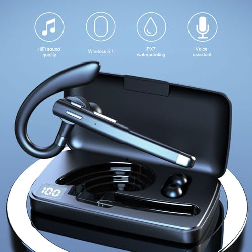 VBESTLIFE Single Ear Bluetooth Headset, Wireless Trucker Headset with Noise Cancelling Mic, 64H Playtime, for Long Distance Driving Business Travel