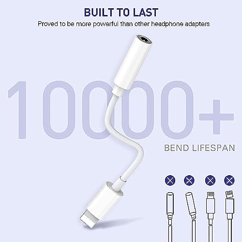 [Apple MFi Certified]2 Pack iPhone Headphone Adapter,Lightning to 3.5 mm Headphone/Earphones Dongle Jack Adapter Audio Aux Cable Converter Compatible with iPhone14 13 12 11 XS XR X 8 7 Support All iOS