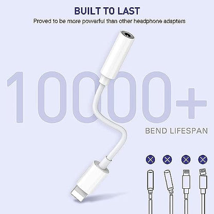 [Apple MFi Certified]2 Pack iPhone Headphone Adapter,Lightning to 3.5 mm Headphone/Earphones Dongle Jack Adapter Audio Aux Cable Converter Compatible with iPhone14 13 12 11 XS XR X 8 7 Support All iOS