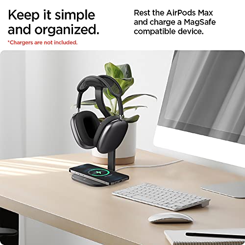 Spigen Premium Aluminum Headphone Stand for AirPods Max 1/2 (2020/2026) | Universal Compatibility for AirPods Max, Sonos Ace, Bose, Beats, Sony, PlayStation, etc [Charger Not Included] - Space Gray - color: Space Gray