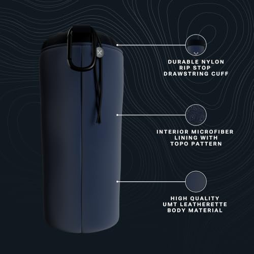 Blue Tees Golf GPS Case Compatible with Player+ & Player Pro GPS Speaker - Soft Carrying Protective Case with Drawstring Closure & Metal Cord Lock, Equipped with Carabiner Clip (Case Only) - color: Navy