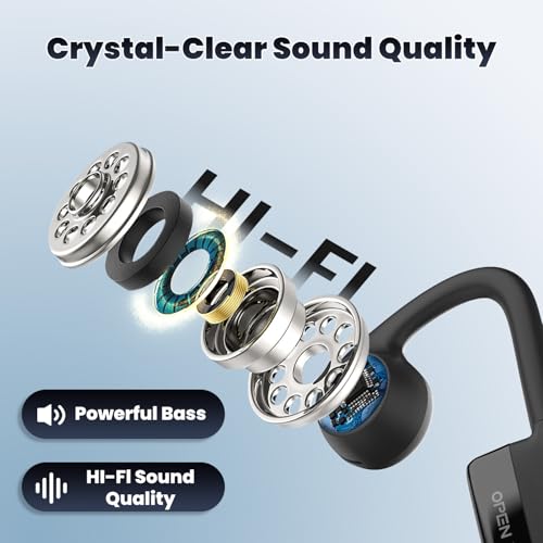 SANOTO Open Ear Headphones with Mic,Open Ear Wireless Headphones Bluetooth 5.3/Multipoint Pairing/Noise Cancelling Mic,Lightweight,Wireless Headset with Mic for Work,Driving,Home Office | Bluetooth 5.3 Multipoint Pairing/Noise Cancelling Mic,Lightweight,W