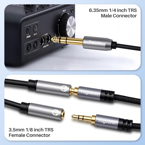 6.35mm to Double 3.5mm Headphone Y Adapter,6.35mm 1/4 Inch TRS Male to Dual 3.5mm 1/8 Inch TRS Female Stereo Audio Y Splitter Cable for Headphones, Guitar, Speakers, Amplifiers, Mixers-1Feet/12 Inch - style: 1 Pack