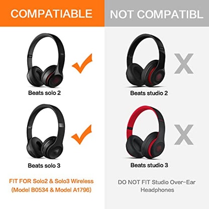 Gvoears Replacement Ear Pads for Beats Solo 3, Ear Cushions for Beats Solo 2 & Solo 3 Wireless/Wired On-Ear Headphone Earpads, Ear Cups with Stronger Adhesive, Added Thickness & Velvet Fabric - color: Gray Velour
