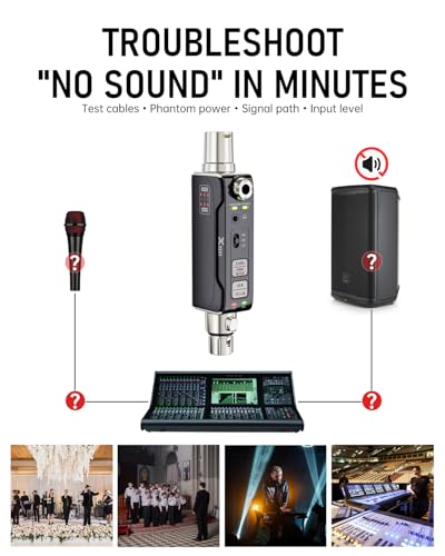 Xvive AT-2 Audio Tester Pro, 5-in-1 Signal Generator (1kHz Tone & Pink Noise), XLR Cable Tester, 48V Phantom Power Checker, XLR Input Meter, Headphone/Built-in Speaker Monitor, USB-C Rechargeable - style: AT-2 PRO