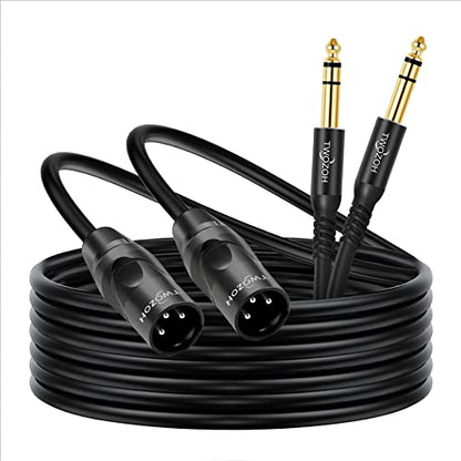 Twozoh XLR Male to 1/4 Inch Jack TRS Cable 3.3FT 2 Pack, Balanced 6.35mm Plug to 3 pin XLR Male, Quarter inch to XLR Stereo Guitar Cable (Professional/HiFi) - color: Male 2-PACK, size: 3.3FT