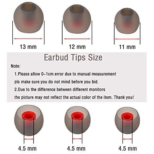 Replacement Earbud Tips Silicone Ear Tips for in- Ear Headphones Eartips Tips (Inner Hole from 3.8mm-5.5mm Earphones) Earbud Replacement Tips Earbuds Cap 18 Pairs S M L - color: Black Red