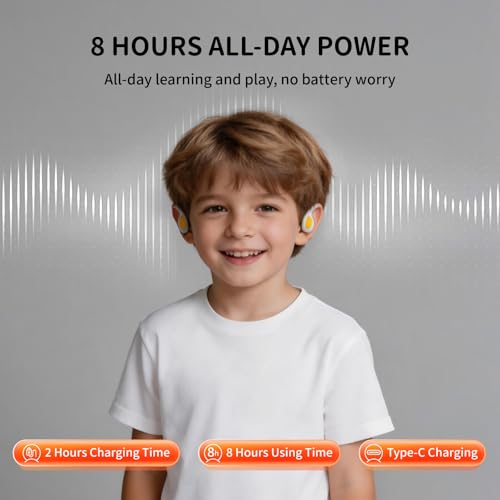 Kids Headphones - Bluetooth 6.0 Air Conduction Open Ear Kids Bluetooth Headphones - 85dB Safe Volume, IPX4 Waterproof - with Mic for School, Gaming, Sleeping, White