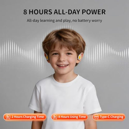 Kids Headphones - Bluetooth 6.0 Air Conduction Open Ear Kids Bluetooth Headphones - 85dB Safe Volume, IPX4 Waterproof - with Mic for School, Gaming, Sleeping, White