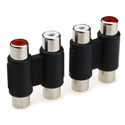 MOBOREST 2PCS Dual Female to Female RCA Jack Extension Cable Adapter Coupler Connector for Stereo Audio Video Cable Joiner, Nickel-Plated RCA Dual Female Plug