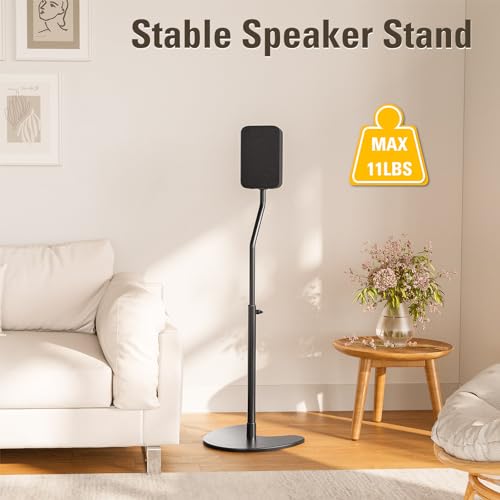 Mounting Dream Height Adjustable Speaker Stands, One Pair Floor Stands | Heavy Duty Base Extendable Tube, 11 LBS Capacity Per Stand, MAX 39" Height Adjustment MD5401 (Speakers Not Included) - size: 4.7" W x 7.9" H Speaker