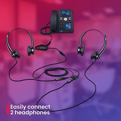 XS 825 Wired Telephone Headsets with Microphone for Office Training, Agent Coaching, Monitoring, Onboarding - Desk Phones Compatible with Yealink, Poly, Cisco, Avaya, Mitel (Stereo, Basic Bundle) - color: Stereo (1 Pack)