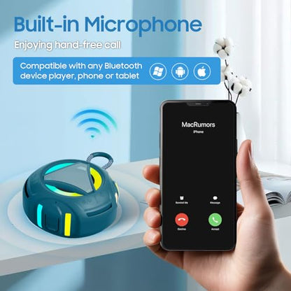 Bluetooth Shower Speake Waterproof，Portable Outdoor Bluetooth Speake with RGB Lights，IPX67 Floating，Built-in Mic，24Hrs Playtime，True Wireless Stereo，Gifts for Teens Boy Girls Women Men - Blue - color: Blue