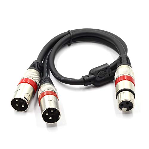XLR Splitter Cable - XLR Female to Dual Male 3 Pin Patch Y Cable Balanced Microphone Splitter Cord Audio Adapter (50CM) - color: XLRF-2XLRM-50CM-1PACK