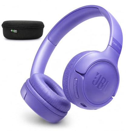 JBL Tune 530BT - Wireless on-Ear Bluetooth 6.0 Headphones with Powerful Pure Bass Sound, 2 beamforming mics for Perfect with Expo Gear Over-Ear Weather-Resistant Protective Hard-Shell - color: Purple