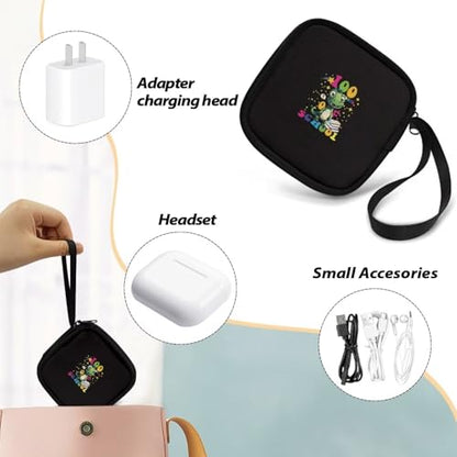 Earphone Pouch Polyester Headphone Storage Bag Universal Zipper Closure for Storing Earphones, Coins, Keys, USB Flash Drives, Jewelry - Dinosaur - color: Dinosaur