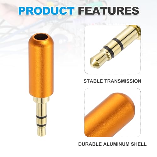 MECCANIXITY 3.5mm Replacement Repair Plug Jack, 3 Pole, Orange 2Pcs - color: Orange