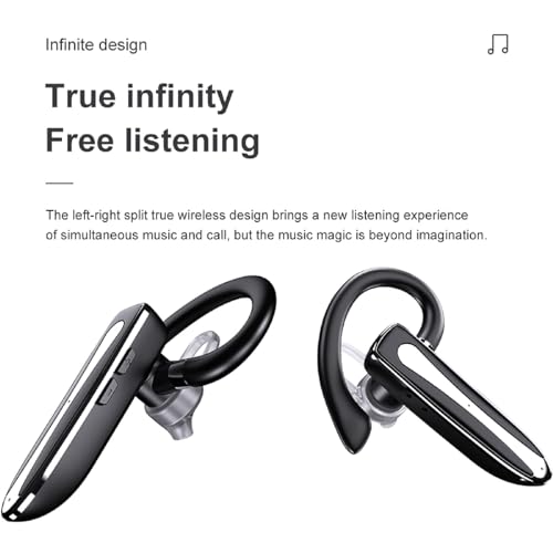 Truck Driver Bluetooth Headset for Cell Phones Wireless Earbuds with Earhooks IPX7 Waterproof Dual Microphone Earpiece in Ear Hands Free Single Headphone Charging Case for Driving Business Android iOS