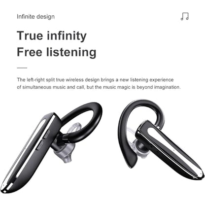 Truck Driver Bluetooth Headset for Cell Phones Wireless Earbuds with Earhooks IPX7 Waterproof Dual Microphone Earpiece in Ear Hands Free Single Headphone Charging Case for Driving Business Android iOS