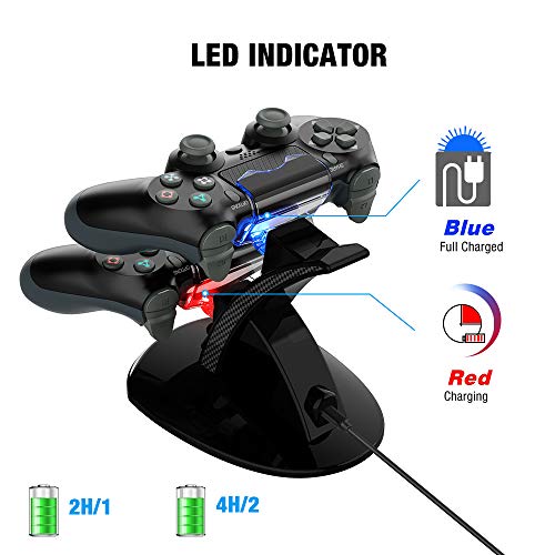 VSEER Dual Shock PS4 Charging Station - Twin Charge Docking Station Stand Charger for PS4/Pro/Slim Controllers, Black