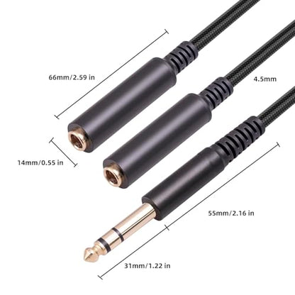 1/4 TRS Stereo Audio Cable for Guitar or Mixer with Jack Output, 1 FT, 2 Pack, Black, Splitter Y Adapter, 6.35mm Male to Dual 6.35mm Female Jack Cable - size: 1 FT 2 Pack, style: 1/4 TRS Stereo Audio Cable