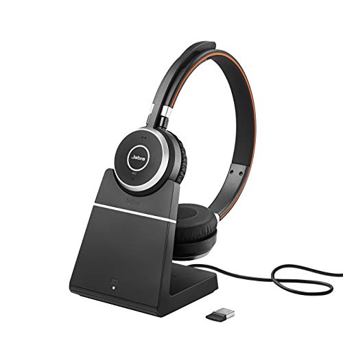 Jabra Evolve 65 SE Link380a UC Stereo Stand- Bluetooth Headset with Noise-Cancelling Microphone, Long-Lasting Battery and Dual Connectivity - Works with All Other Platforms - Black - size: UC, style: Stereo with Stand