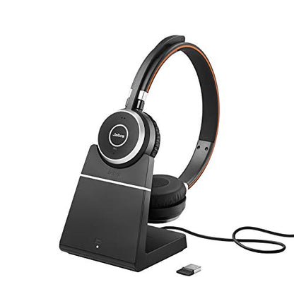 Jabra Evolve 65 SE Link380a UC Stereo Stand- Bluetooth Headset with Noise-Cancelling Microphone, Long-Lasting Battery and Dual Connectivity - Works with All Other Platforms - Black - size: UC, style: Stereo with Stand