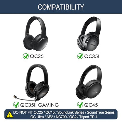 GEVO Headband Cover for Bose QC35 & QC35 ii & QC45 - Black - color: Black