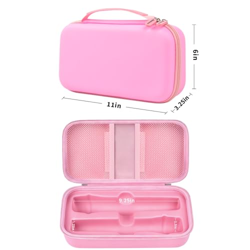 Wireless Microphone Case Compatible with JBL Wireless Two Microphone System, Handheld Dual Mic Travel Bag for Singing or Karaoke for Receivers, Adapters, AA Batteries - color: Pink