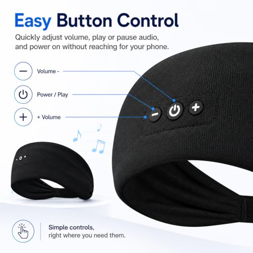 2-Pack Sleep Headphones Bluetooth Headband with Thin Speakers-Black&Gray | Headband Headphones for Sleeping & Sports, No Ear Pressure for Side Sleepers,12-Hour Battery, Works with All Bluetooth Device