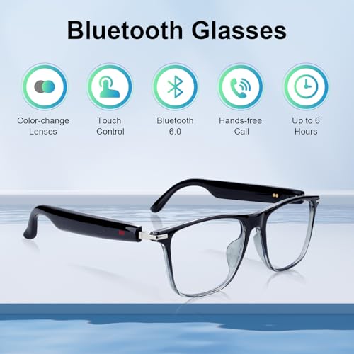 Smart Glasses for Women Clear Pink Frame Open-Ear Bluetooth Glasses | Built-in Mic and Speaker, Photochromic Lenses, Touch Control Hands Free Call, Voice Assistant Compatible with Android & IOS - color: Pink
