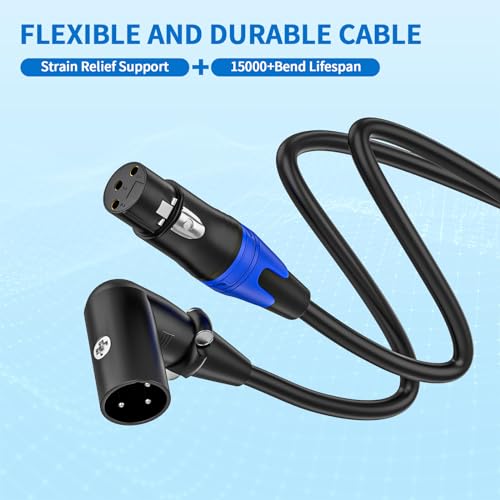 (2PACK-3.3FT) XLR Right-Angle Male to Straight Female Microphone Extension Cable, for Powered Speakers,Audio Interface or Mixer for Live Performance & Recording - style: XLR Right-Angle Male-3.3FT