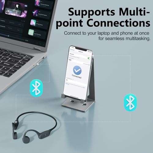 Swimming Headphones Bone Conduction Headphones Bluetooth IPX8 Waterproof | Waterproof Earbuds for Swimming ,Open Ear Earphones with MP3 Mode 32GB,8H Play Bluetooth 5.4 Ear Buds Secure Fit for Running - color: Gray