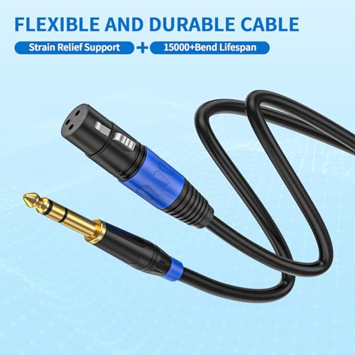 (2Pack / 3.3 FT) Female XLR to 1/4 Inch (6.35mm) TRS Mono Jack Microphone Cable, Balanced 3 Pin XLR to Quarter inch TRS Plug Mic Cord for Dynamic Microphone - size: 3.3 FT, 2Pack, style: XLR Female to 6.35mm