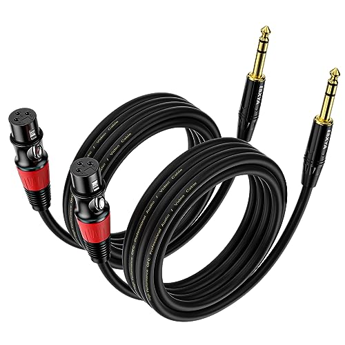 EBXYA 1/4 TRS to XLR 3ft 2Pack - 6.35mm 3Pin Balanced Female Audio Cable | Double Shielding, Oxygen-Free Copper, for Mixers, Amps, Studio Recording - size: 3 feet-2 Pack, style: TRS to XLR Female
