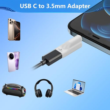 CERRXIAN 2 PCS USB C to 3.5mm Headphone Jack Adapter,Type C Female Input to Aux Male Output Digital Audio Converter for PC, Tablet, Laptop, Microphone, Speaker - style: Type C Female Input to Aux Male