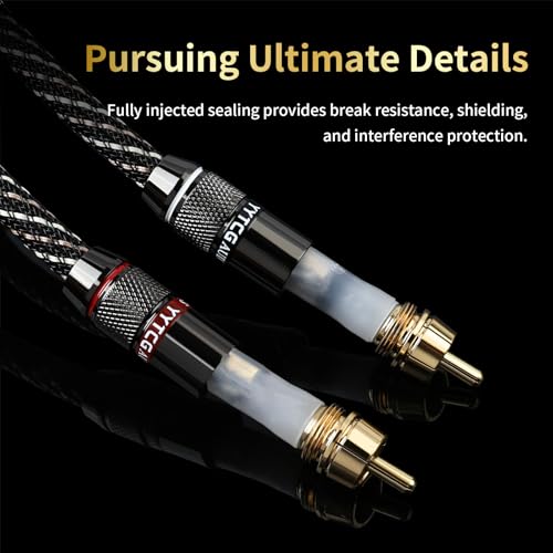 Audiophile HiFi RCA to 3.5mm Audio Cable 9.84ft | 4N OFC Core, 24K Gold-Plated Plugs, Nylon Braid, Ferrite Cores, Double Shielded Rca to Aux for Speaker,Amplifier,Home Stereo - size: 9.84ft/3m