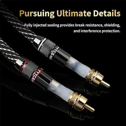 Audiophile HiFi RCA to 3.5mm Audio Cable 9.84ft | 4N OFC Core, 24K Gold-Plated Plugs, Nylon Braid, Ferrite Cores, Double Shielded Rca to Aux for Speaker,Amplifier,Home Stereo - size: 9.84ft/3m