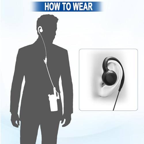 Cls1110 Cls1410 C-Shape Swivel Earpiece Headset for Motorola RDM2070D | 1 Pack 1-Wire Ear piece Headset Mic for CP200 CP200D CP100 CP100D CLS1413