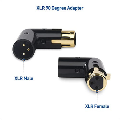 Cable Matters 2-Pack Adjustable Angled XLR Adapter, Male to Female | Adjustable Right Angle XLR Adapter, 3-Pin XLR, Rugged Metal Housing, Pass-through Audio, for Mixers and Musical Equipment