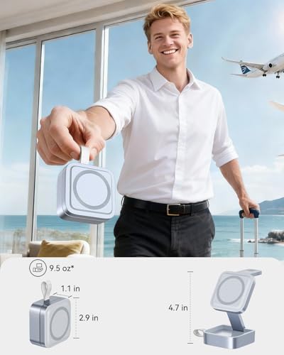 3 in 1 Wireless Charging Station for Apple Devices, Magnetic Foldable Travel Fast Charger Stand Compatible with MagSafe for iPhone Air/17/16/15/14/13/12 Series, Apple Watch & AirPods Pro/4/3/2-Blue - color: Blue