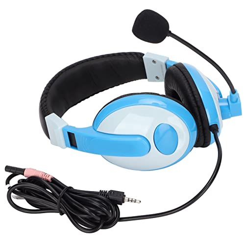 Electronics Gaming Headset Lightweight Comfortable Design with Mic for PC Mobile Phones 3.5mm Plug 1 Unit (Grayish Blue) - color: Grayish Blue