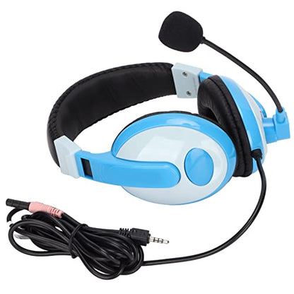 Electronics Gaming Headset Lightweight Comfortable Design with Mic for PC Mobile Phones 3.5mm Plug 1 Unit (Grayish Blue) - color: Grayish Blue