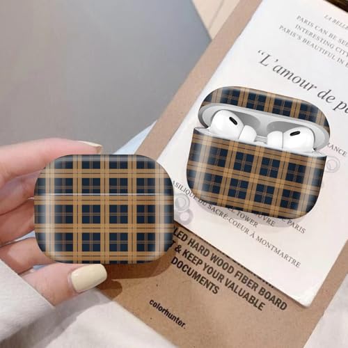 Compatiable for AirPod Pro 2nd/1st Generation Case,Lightweight & Durable Resistant Hard Case with Keychain,Stylish Design AirPod Case Cover for Women(Navy Blue Plaid) - color: Navy Blue Plaid