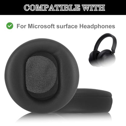 Aiivioll Replacement Ear Pads for Microsoft Surface 1/2 Headphones, Protein Leather Memory Sponge Ear Cushion Compatible Surface 1/2 Headphones，Headphone Accessories Ear Muff Repair Parts (Black) - color: Black