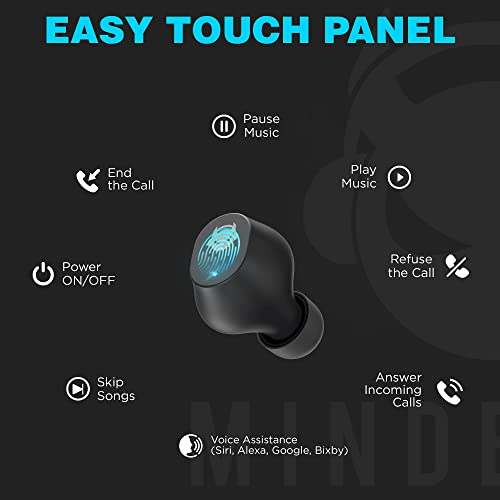 Wireless Earbuds Noise Cancellation Deep Bass Immersive Sound Headphones | Bluetooth Earphones, IPX5 Waterproof, 36-Hour Battery Life, Compatible with iPhone, Samsung, Android, PC, MINDBEAST T98 Black