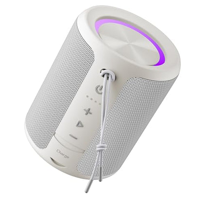 Portable Bluetooth Speaker, IPX7 Waterproof Wireless Speaker with 20W Loud Stereo Sound, 15H Playtime & Beat-Synced RGB Light, Small Outdoor Speaker for Shower, Pool, Beach,Hiking,Gifts(Gray) - color: Gray
